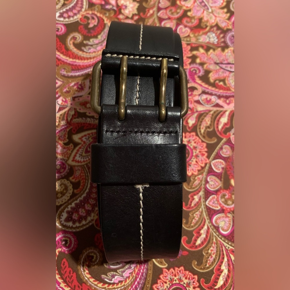 Vintage leather Cole Haan belt. Black with top stitch. GUC